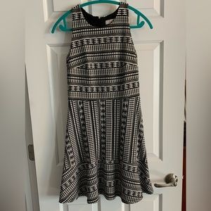 SOLD - Loft black and white geometric print sleeveless dress - 4